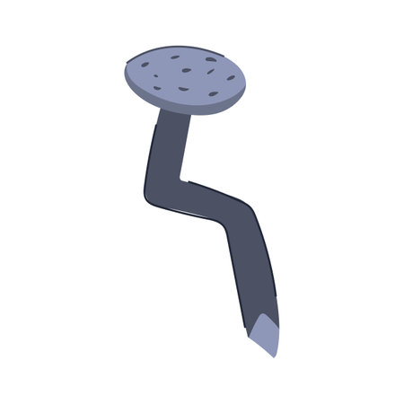 head bent nail cartoon. spike old, rust tool, sign sharp head bent nail sign. isolated symbol vector illustrationのイラスト素材