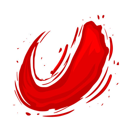 red blood splatter cartoon. texture ink, halloween horror, paint grunge red blood splatter sign. isolated symbol vector illustrationのイラスト素材