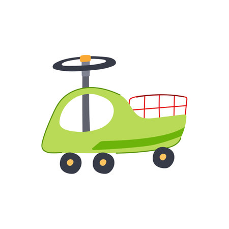 basket cart toy cartoon. trolley discount, grocery cute, gift retail basket cart toy sign. isolated symbol vector illustrationのイラスト素材