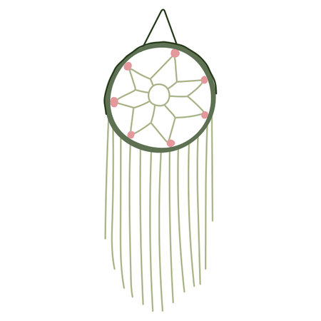 boho macrame wall hanging cartoon. home interior, room vintage, table diy boho macrame wall hanging sign. isolated symbol vector illustrationのイラスト素材