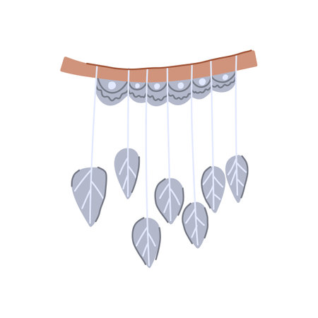 decor macrame wall hanging cartoon. boho home, interior room, vintage table decor macrame wall hanging sign. isolated symbol vector illustrationのイラスト素材