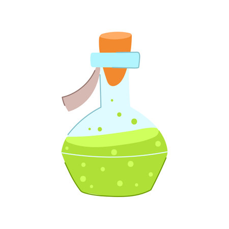 elixir potion bottle cartoon. alchemist medicine, lab drawing, line witch elixir potion bottle sign. isolated symbol vector illustrationのイラスト素材