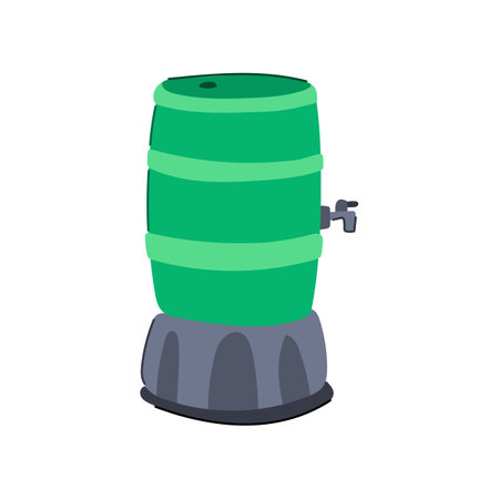 collection rain barrel cartoon. save storage, tap conservation, collecting system collection rain barrel sign. isolated symbol vector illustrationのイラスト素材