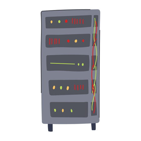 cloud server rack cartoon. web room, storage information, communication service cloud server rack...