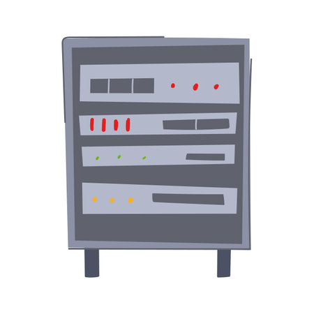 storage server rack cartoon. information communication, service digital, power farm storage server rack sign. isolated symbol vector illustrationのイラスト素材