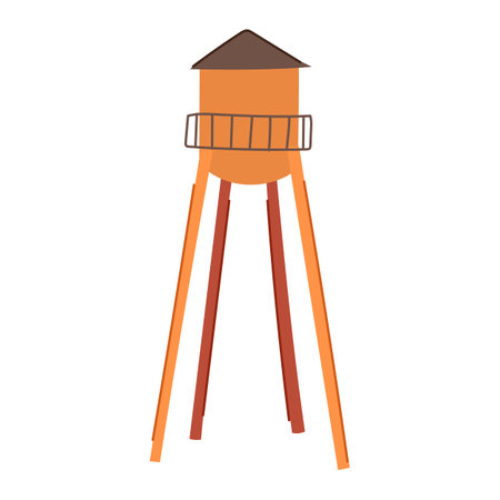 storage water tower cartoon. silhouette city, ladder reserve, metal building storage water tower sign. isolated symbol vector illustrationのイラスト素材