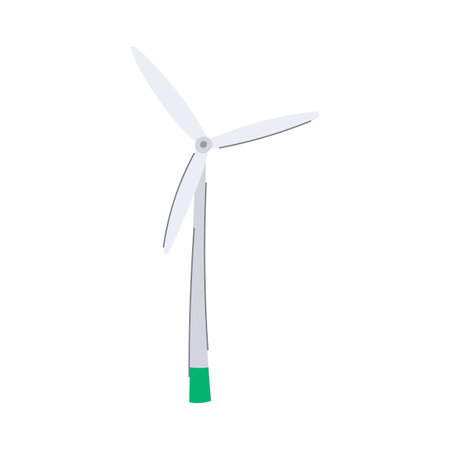renewable wind turbine cartoon. mill eco, landscape field, mill sky renewable wind turbine sign. isolated symbol vector illustrationのイラスト素材