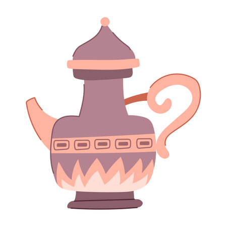 ramadan arabic tea pot cartoon. kettle gulf, saudi oman, uae traditional ramadan arabic tea pot sign. isolated symbol vector illustrationのイラスト素材