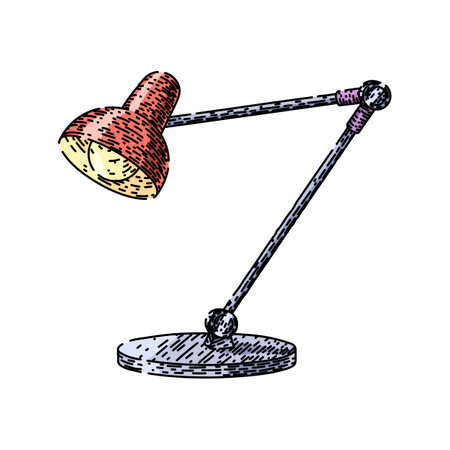 table desk lamp hand drawn. office work, light home, top black table desk lamp vector sketch. isolated color illustrationのイラスト素材