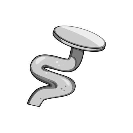 pin bent nail cartoon. head spike, old rust, tool sign pin bent nail sign. isolated symbol vector illustrationのイラスト素材