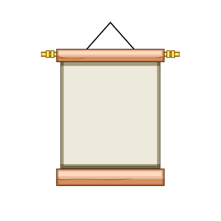 asian chinese scroll cartoon. new frame, gold template, year cny asian chinese scroll sign. isolated symbol vector illustrationのイラスト素材