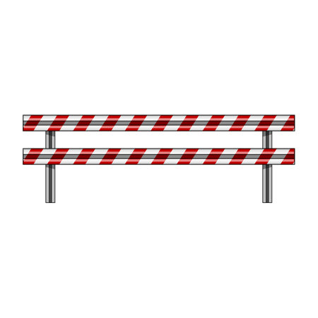 street guard rails cartoon. fence crash, highway bridge, steel safety street guard rails sign. isolated symbol vector illustrationのイラスト素材