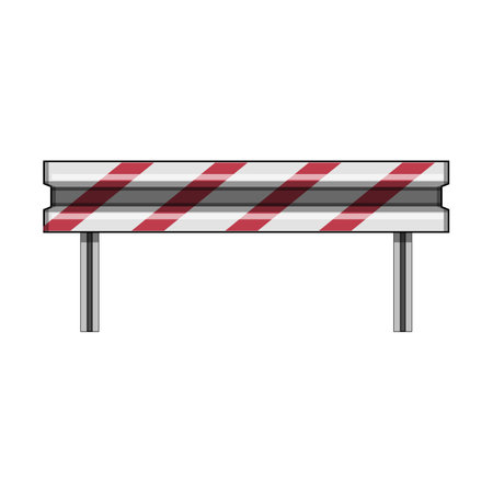 highway guard rails cartoon. bridge steel, safety metal, asphalt block highway guard rails sign. isolated symbol vector illustrationのイラスト素材
