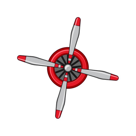 underwater propeller cartoon. hull screw, aircraft engine, motor equipment underwater propeller sign. isolated symbol vector illustrationのイラスト素材