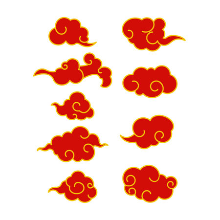 chinese cloud set cartoon vector illustrationのイラスト素材