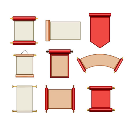 chinese scroll set cartoon vector illustrationのイラスト素材