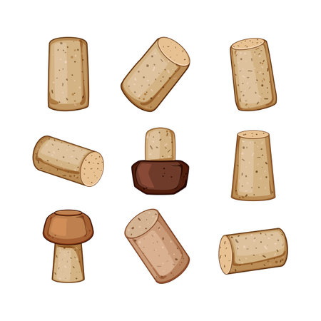 wine cork bottle set cartoon vector illustrationのイラスト素材
