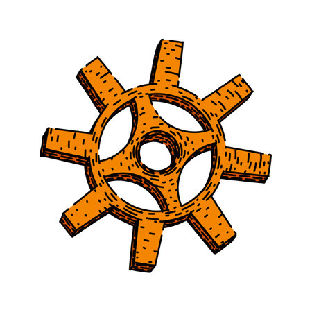 clock gears steampunk hand drawn. metal isolated, cog machine, vintage old clock gears steampunk vector sketch. isolated color illustrationのイラスト素材