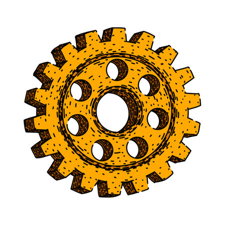 metal gears steampunk hand drawn. isolated cog, machine vintage, old frame metal gears steampunk vector sketch. isolated color illustrationのイラスト素材