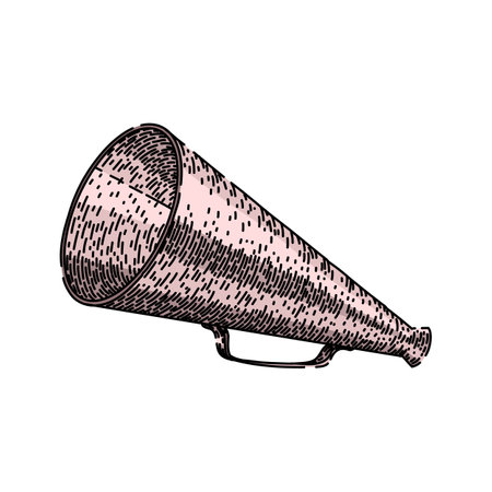 bullhorn megaphone hand drawn. announce voice, speech message, shout scream bullhorn megaphone vector sketch. isolated color illustrationのイラスト素材
