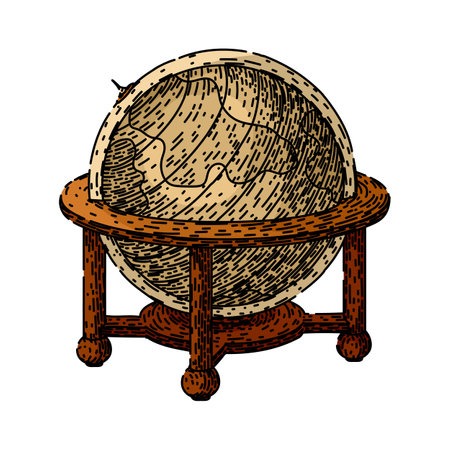 globe summer travel vintage hand drawn. city postcard, landscape vacation, italy trip summer travel vintage vector sketch. isolated color illustrationのイラスト素材