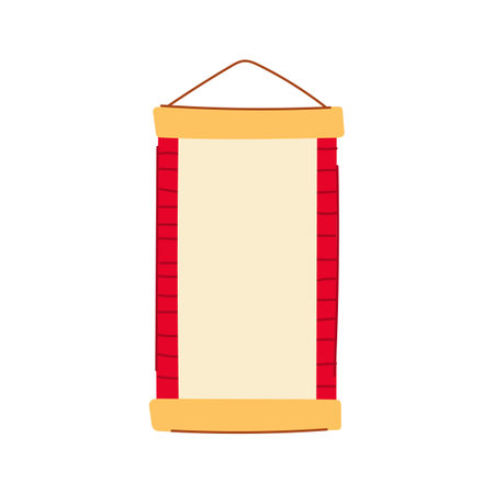 frame chinese scroll cartoon. new paper, china banner, red year frame chinese scroll sign. isolated symbol vector illustrationのイラスト素材