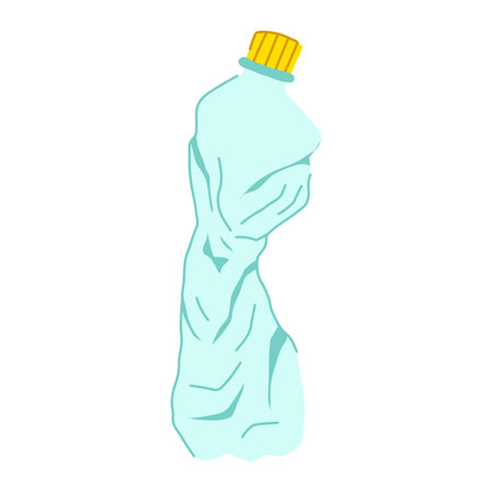 squashed crumpled plastic bottle cartoon vector illustrationのイラスト素材
