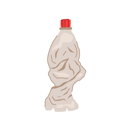 used crumpled plastic bottle cartoon vector illustrationのイラスト素材