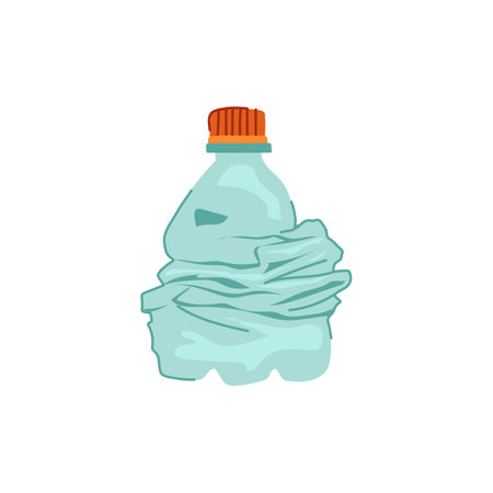 garbage crumpled plastic bottle cartoon vector illustrationのイラスト素材
