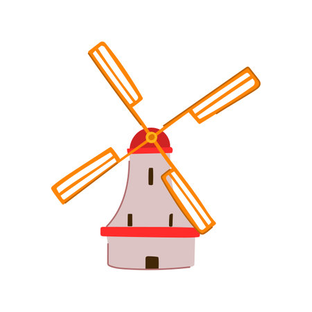 outline mill farm cartoon vector illustrationのイラスト素材