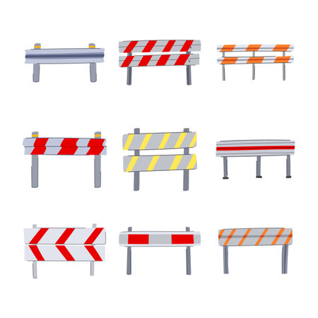 guard rails set cartoon vector illustrationのイラスト素材