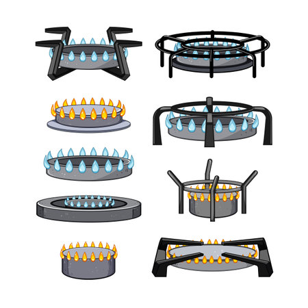 stove burner set cartoon vector illustrationのイラスト素材