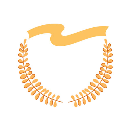 en gold laurel cartoon vector illustrationのイラスト素材