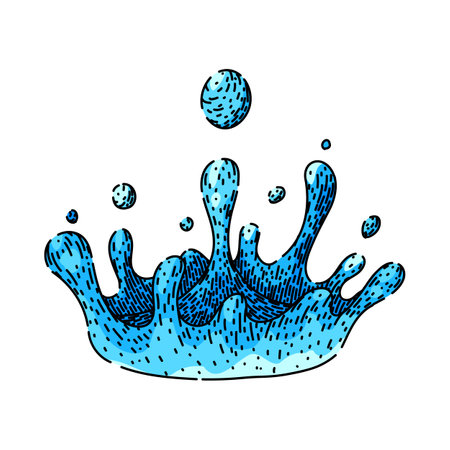 liquid water splash sketch hand drawn vectorのイラスト素材