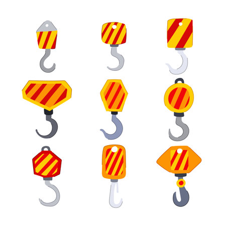 crane hook set cartoon vector illustrationのイラスト素材