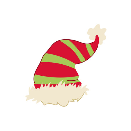 holiday elf santa hat cartoon vector illustrationのイラスト素材