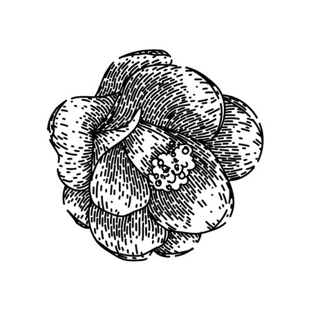 rose camellia sketch hand drawn vectorのイラスト素材