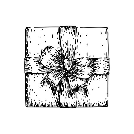 card gift box top view sketch hand drawn vectorのイラスト素材