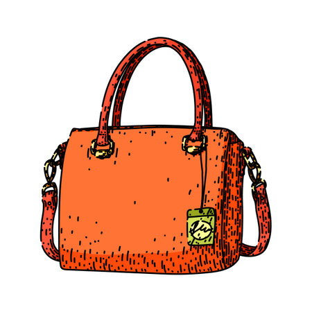 woman trendy handbag sketch hand drawn vectorのイラスト素材