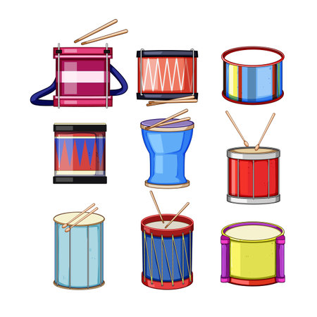 drum toy set cartoon vector illustrationのイラスト素材