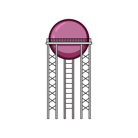 building water tower cartoon vector illustrationのイラスト素材