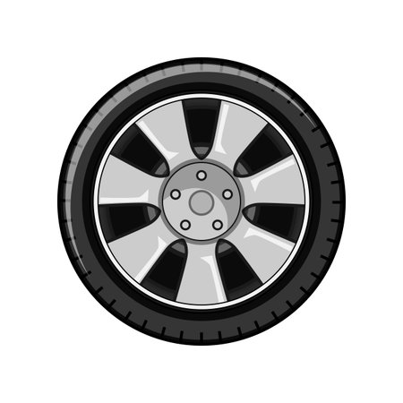 tire wheel car cartoon vector illustrationのイラスト素材