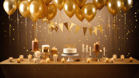 supplies birthday gold backgroundの素材