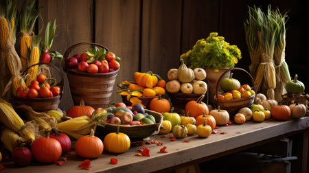 produce fall harvest tableの素材