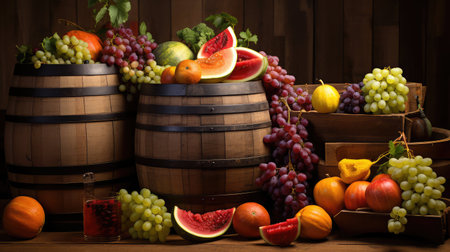 farmer wooden barrel backgroundの素材