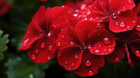 raindrops red geraniumの素材