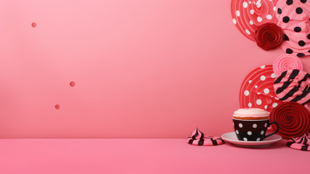 polka pink and red backgroundの素材