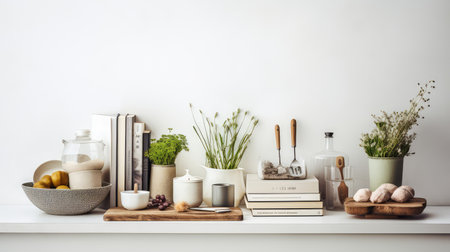 cookbooks white counter backgroundの素材