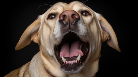 photograph yellow lab mouth openの素材