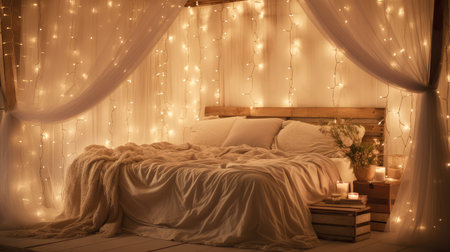 bedroom fairy lights backgroundの素材
